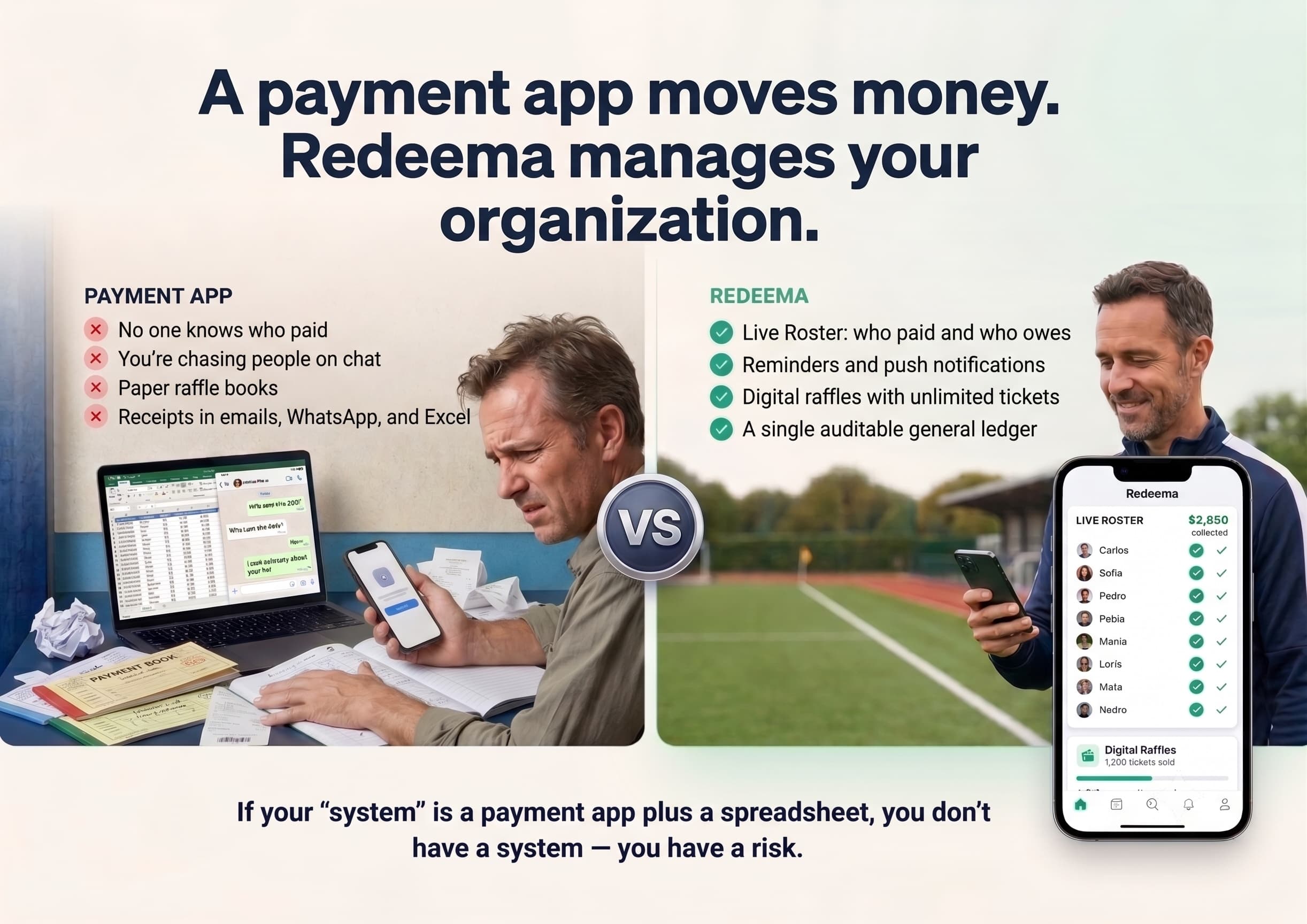 A payment app moves money. Redeema runs your organization.