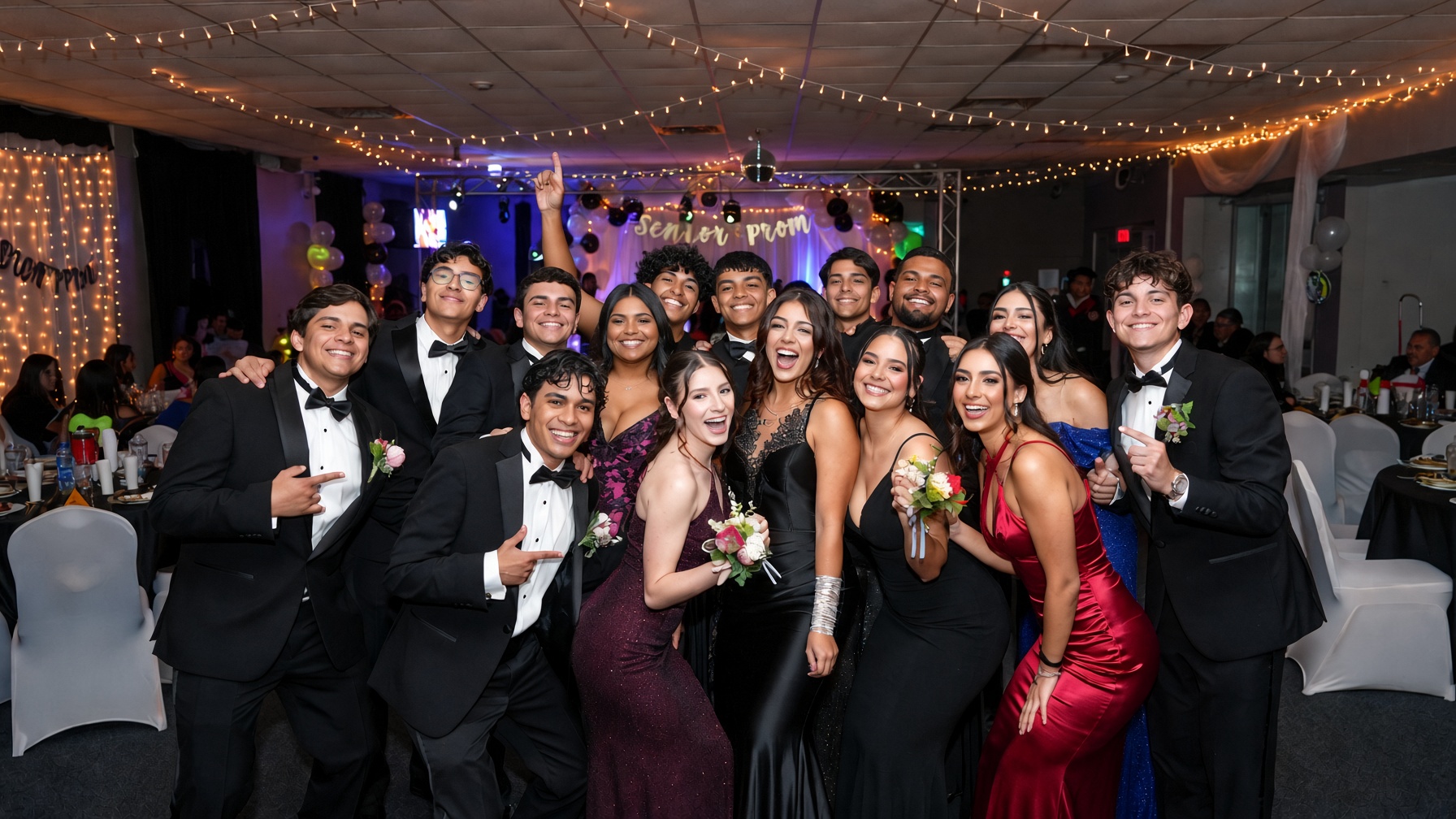 Estudiantes bailando y celebrando en el Senior Prom